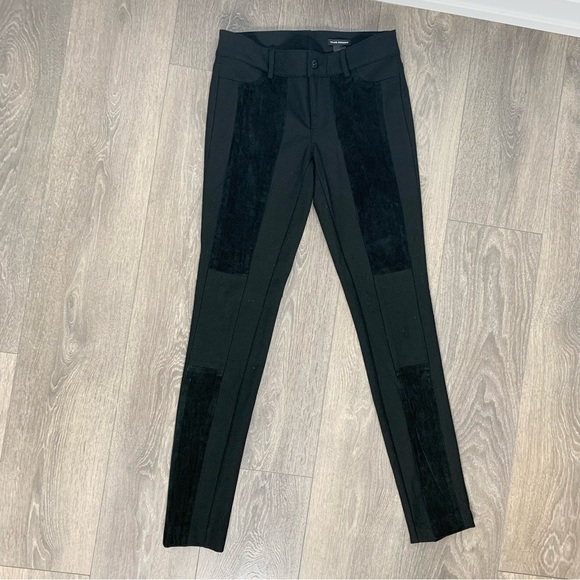 Club Monaco Suede Panelled Riding Pants Trousers High Rise Straight leg Black 00 - Picture 9 of 16